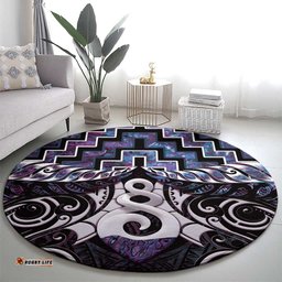 New Zealand Maori Round Carpet Poutama Pikorua Purple Paua Shell LT05