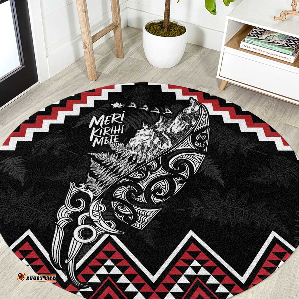 New Zealand Christmas Taniko Poutama Round Carpet Mountainscape Maori Fern LT7