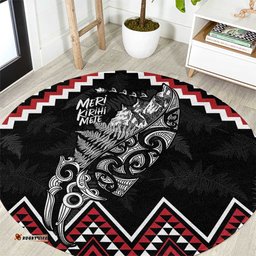 New Zealand Christmas Taniko Poutama Round Carpet Mountainscape Maori Fern LT7