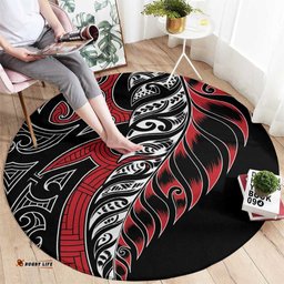Koru Fern New Zealand Round Carpet Maori Tribal Pattern LT9