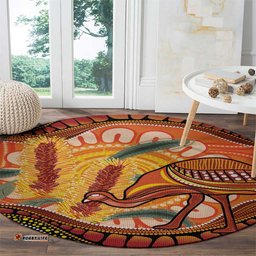 Indigenous Emu Australia Round Carpet Australian Bottlebrushes Aboriginal Art Proud LT14