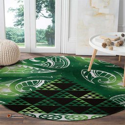 Matariki New Zealand Round Carpet NZ Niho Taniwha Maori New Year Green Galaxy LT14