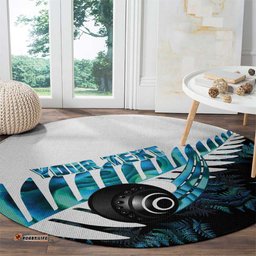 New Zealand Lawn Bowls Custom Round Carpet Aotearoa Silver Fern Paua Shell LT14
