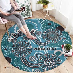 Personalised NAIDOC Week 50 Years Deadly Always Round Carpet Teal Aboriginal Artwork Dot Painting LT9