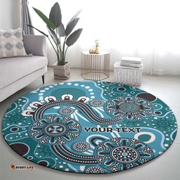Personalised NAIDOC Week 50 Years Deadly Always Round Carpet Teal Aboriginal Artwork Dot Painting LT9