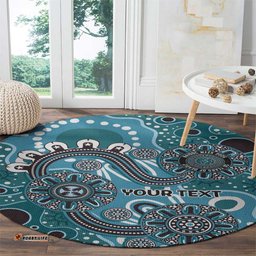 Personalised NAIDOC Week 50 Years Deadly Always Round Carpet Teal Aboriginal Artwork Dot Painting LT9