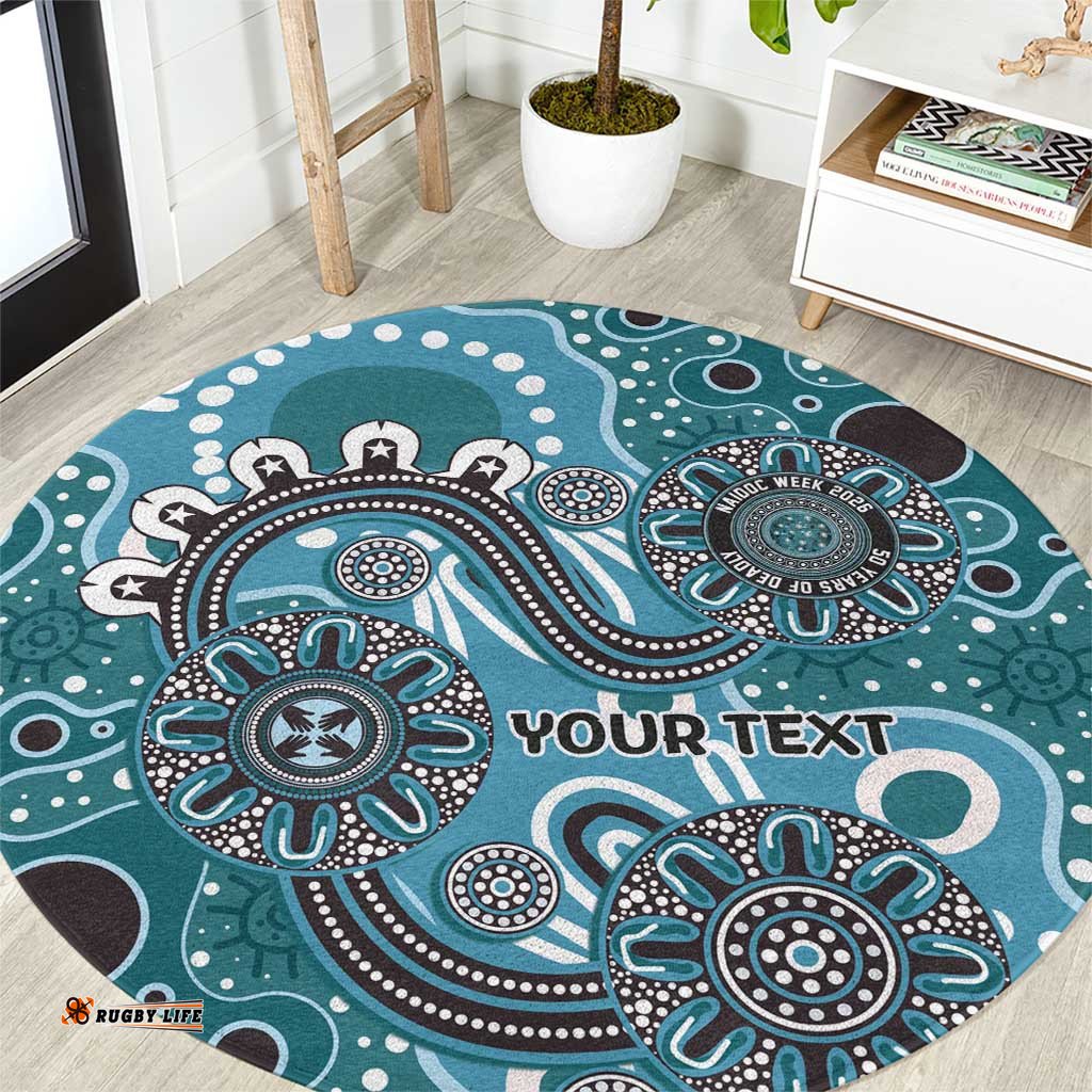 Personalised NAIDOC Week 50 Years Deadly Always Round Carpet Teal Aboriginal Artwork Dot Painting LT9