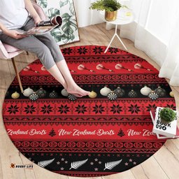 New Zealand Darts Christmas Round Carpet Merry Xmas Aotearoa Maori Red LT14