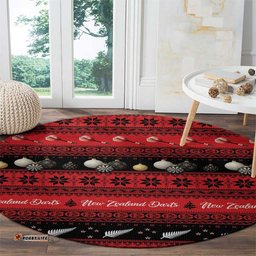 New Zealand Darts Christmas Round Carpet Merry Xmas Aotearoa Maori Red LT14