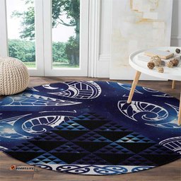 Matariki New Zealand Round Carpet NZ Niho Taniwha Maori New Year Blue Galaxy LT14