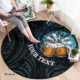 Personalized New Zealand Darts Beer Round Carpet Paua Shell Aotearoa Maori Tattoo LT14