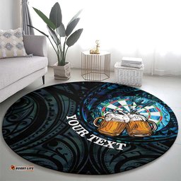 Personalized New Zealand Darts Beer Round Carpet Paua Shell Aotearoa Maori Tattoo LT14