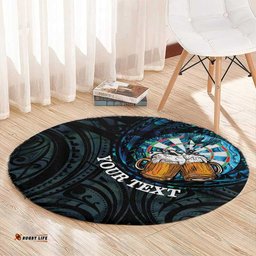 Personalized New Zealand Darts Beer Round Carpet Paua Shell Aotearoa Maori Tattoo LT14