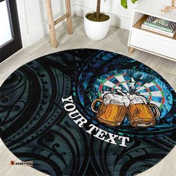 Personalized New Zealand Darts Beer Round Carpet Paua Shell Aotearoa Maori Tattoo LT14