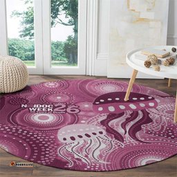 NAIDOC Deadly 50 Years Round Carpet Jellyfish Aboriginal Culture Inspired Pink LT9