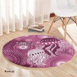 NAIDOC Deadly 50 Years Round Carpet Jellyfish Aboriginal Culture Inspired Pink LT9