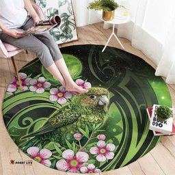 New Zealand Aotearoa Kakapo Round Carpet Maori Pattern With Manuka Galaxy Style LT05