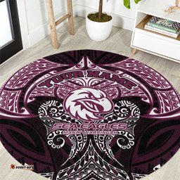 Personalized Manly Warringah Sea Eagles Round Carpet Polynesian Tribal Pattern Style TS04