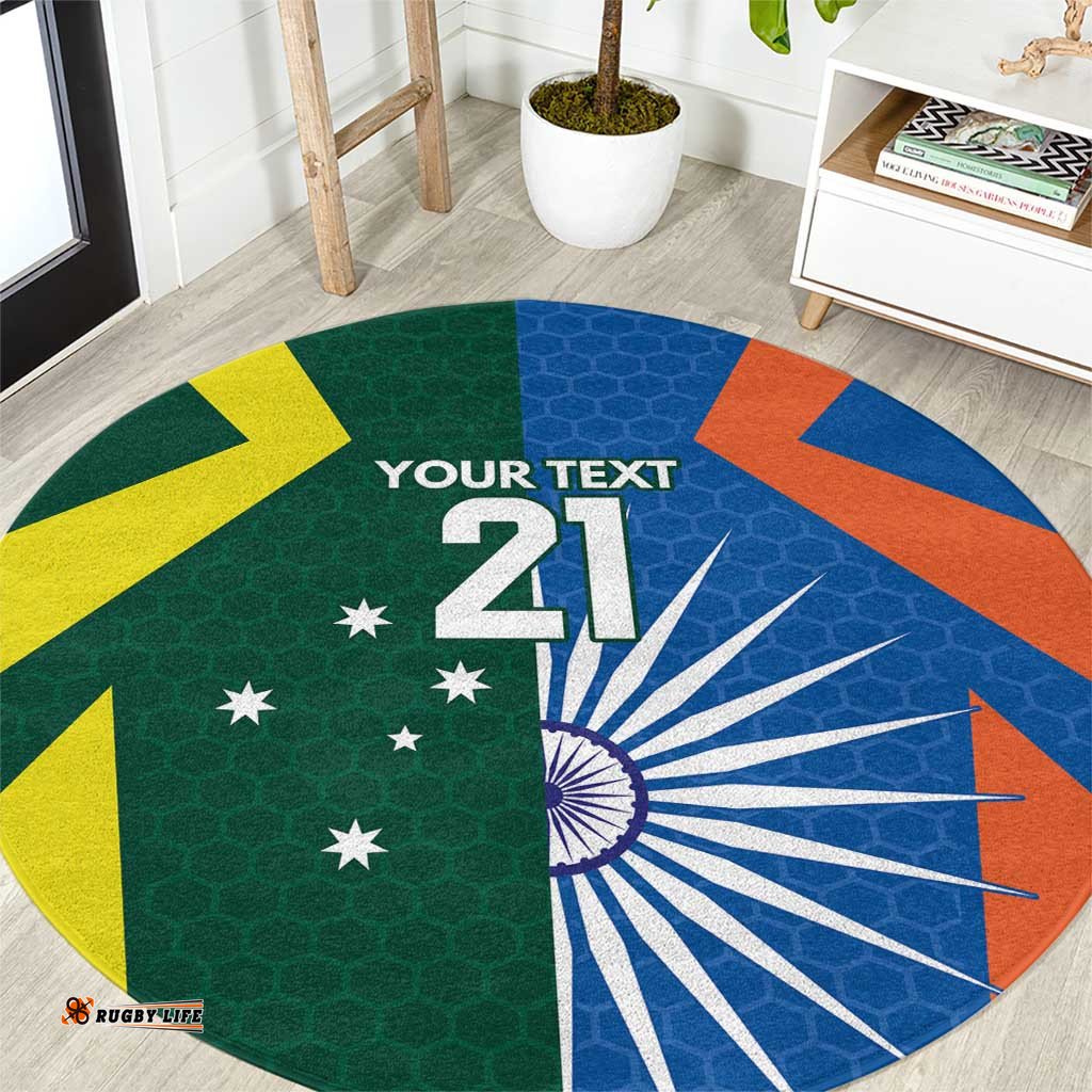 India vs Australia Custom Round Carpet Blue vs Gold Cricket Heritage LT9