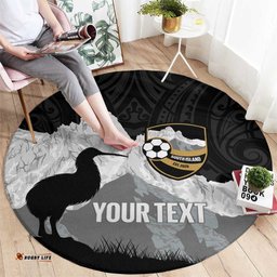 New Zealand South Island Football Custom Round Carpet Aoraki Mount Cook With Kiwi Maori Pattern LT14