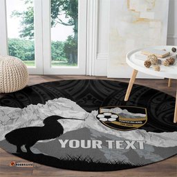 New Zealand South Island Football Custom Round Carpet Aoraki Mount Cook With Kiwi Maori Pattern LT14