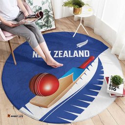 New Zealand Cricket Round Carpet Kiwi Birds Haka Dance Blue Fern Sporty Style LT03
