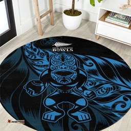 New Zealand Lawn Bowls Round Carpet Blue Maori Warrior Tribal Silver Fern LT9