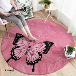 Personalised Australia Breast Cancer Awareness Round Carpet Pink Ribbon Butterfly Opal Pattern LT14