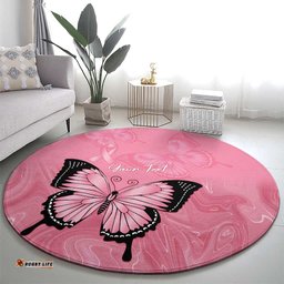 Personalised Australia Breast Cancer Awareness Round Carpet Pink Ribbon Butterfly Opal Pattern LT14