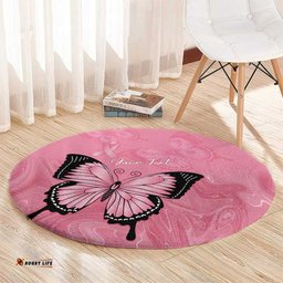 Personalised Australia Breast Cancer Awareness Round Carpet Pink Ribbon Butterfly Opal Pattern LT14