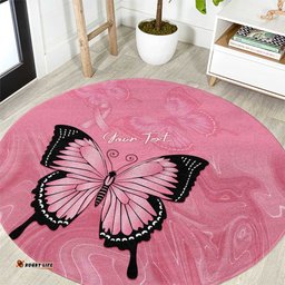 Personalised Australia Breast Cancer Awareness Round Carpet Pink Ribbon Butterfly Opal Pattern LT14