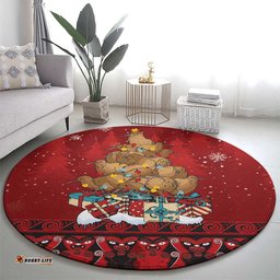 Funny Kiwi Bird Xmas Tree Round Carpet New Zealand Tribal Christmas Spirit LT9