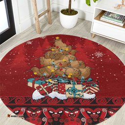 Funny Kiwi Bird Xmas Tree Round Carpet New Zealand Tribal Christmas Spirit LT9