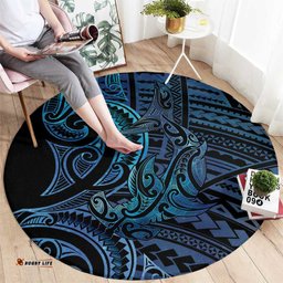 New Zealand Hammerhead Shark Round Carpet Maori Haehae Mangopare Galaxy LT14