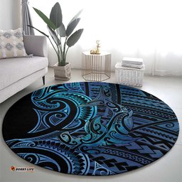 New Zealand Hammerhead Shark Round Carpet Maori Haehae Mangopare Galaxy LT14