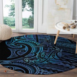 New Zealand Hammerhead Shark Round Carpet Maori Haehae Mangopare Galaxy LT14