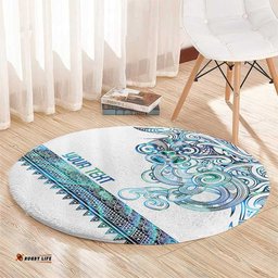 Kahui Whetu Paua shell Kowhaiwhai Taniko Personalised Round Carpet Taniwha Maori Tribal Style LT9