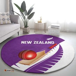 New Zealand Cricket Round Carpet Kiwi Birds Haka Dance Purple Fern Sporty Style LT03