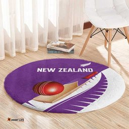 New Zealand Cricket Round Carpet Kiwi Birds Haka Dance Purple Fern Sporty Style LT03