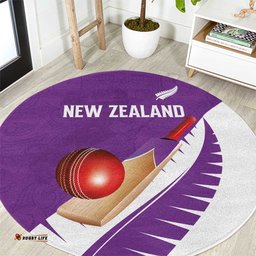 New Zealand Cricket Round Carpet Kiwi Birds Haka Dance Purple Fern Sporty Style LT03