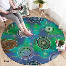 NAIDOC 50 Years of Deadly Round Carpet Sea Turtle Aboriginal Dot Art LT19