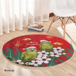 New Zealand Kakapo Christmas Round Carpet Owl Parrot Santa Sliver Fern Manuka - Red LT14
