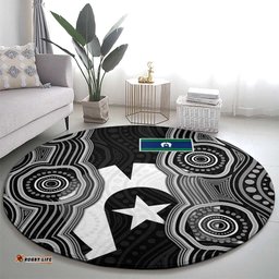 Torres Strait Islander Round Carpet Flag Feather Headdress Indigenous Dotwork Tribal Art TS04