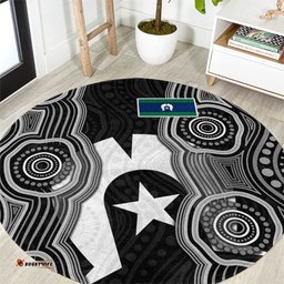 Torres Strait Islander Round Carpet Flag Feather Headdress Indigenous Dotwork Tribal Art TS04