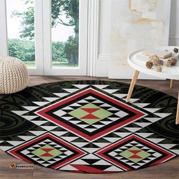 Kia Ora Aotearoa Round Carpet 2025 Pasifika Maori Taniko Motifs LT14