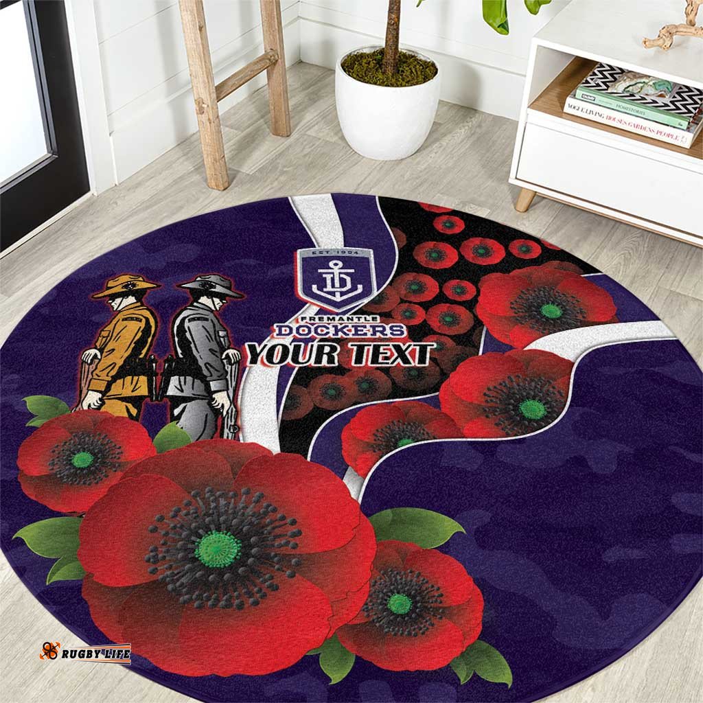 Fremantle Dockers ANZAC Personalised Round Carpet Lest We Forget Poppy Camo LT9