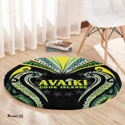 Rugby Cook Islands Avaiki Round Carpet Black Kuki Airani Tribal Maori Inspired LT9
