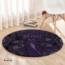 Purple Dragonfly Aboriginal of Hope Round Carpet Australian Epilepsy Awareness LT9
