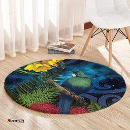 Tui Bird New Zealand Starry Sky Round Carpet Maori Koru LT7