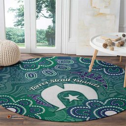Sea Turtle Torres Strait Islands Round Carpet Pacific Indigenous Australian Oceanic Dot Art TS04
